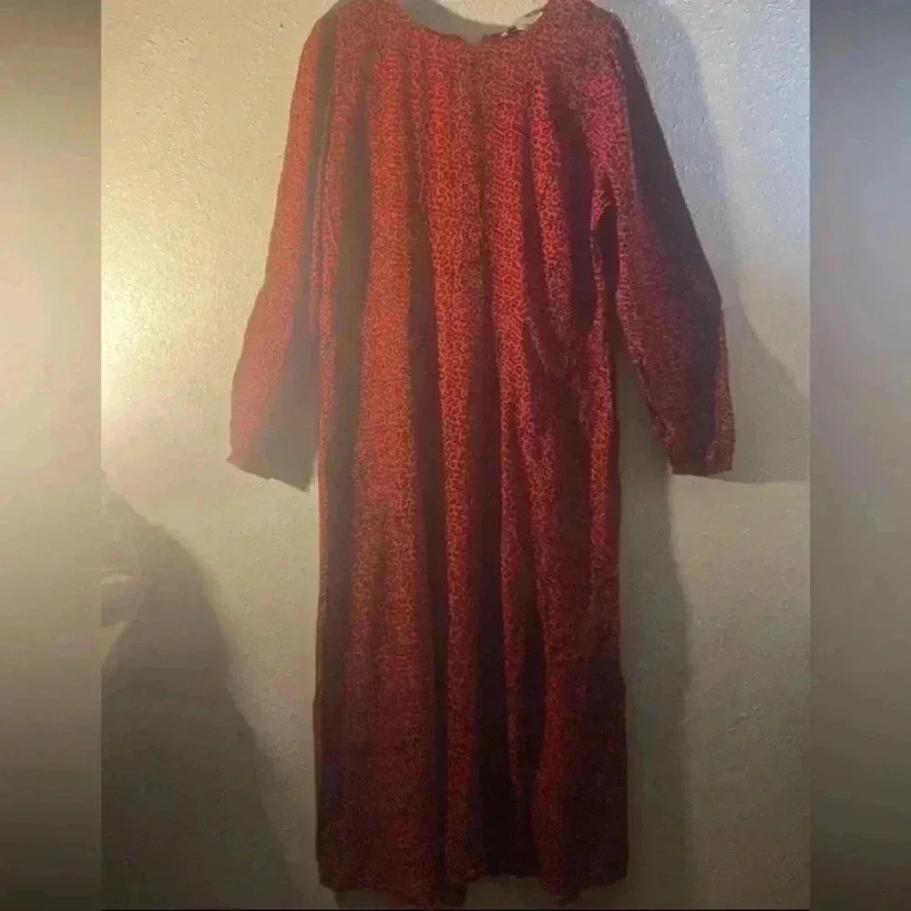 Loft MIDI dress size 14 red/ black animal print side slit